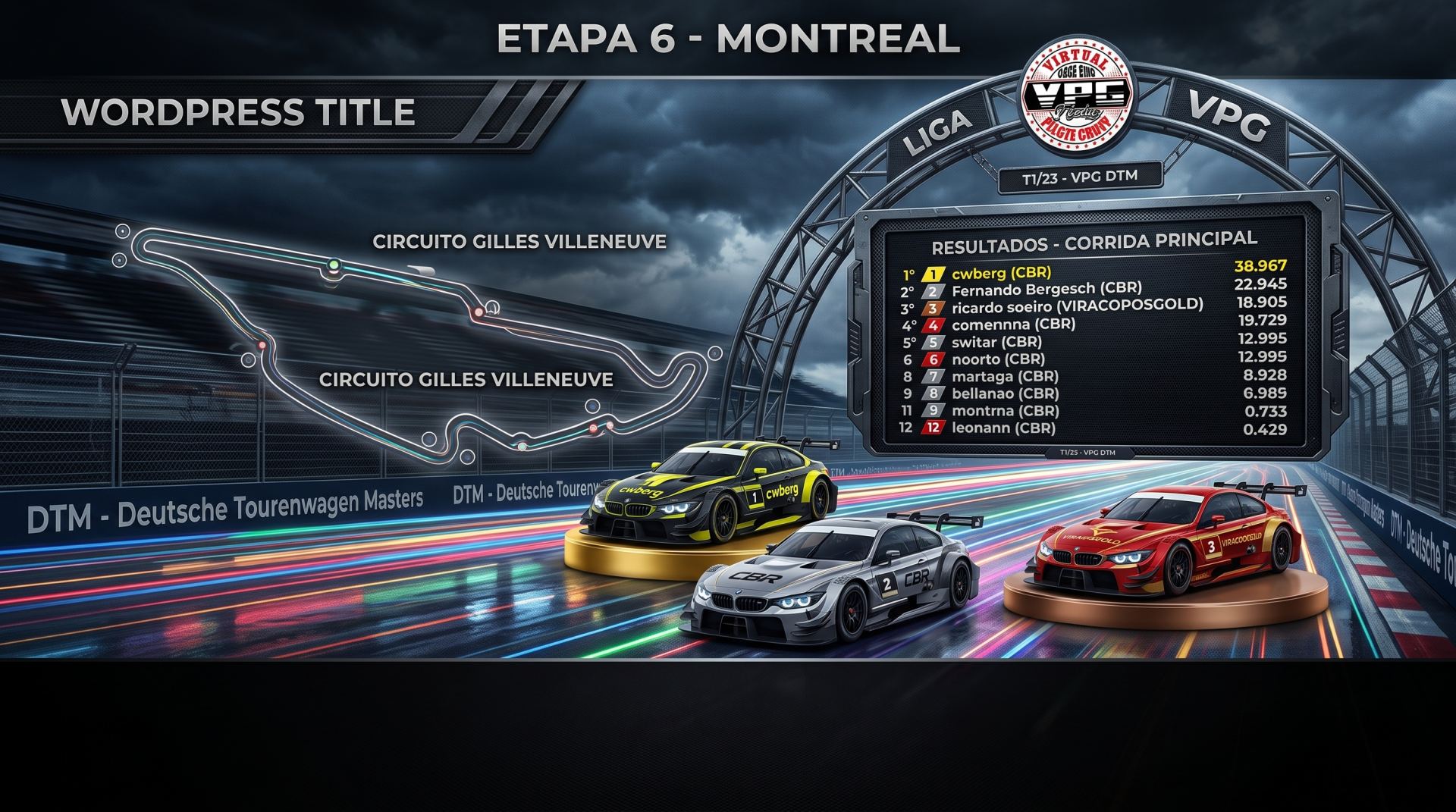 Montreal Coroa Campeões: Diogo Sodre Brilha na Etapa Final, mas cwberg e CBR Conquistam Títulos da VPG DTM T1/23